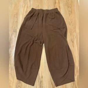 Brown Wide Leg Elastic Waist Pants